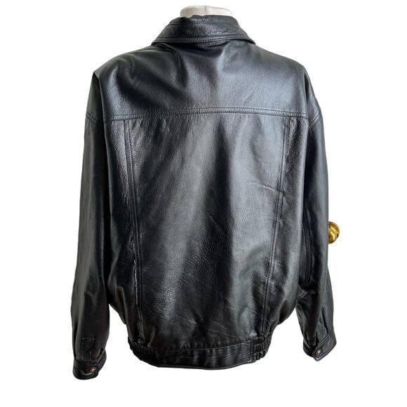 Vintage 80s Men’s Bomber Leather Jacket - Picture 3 of 6